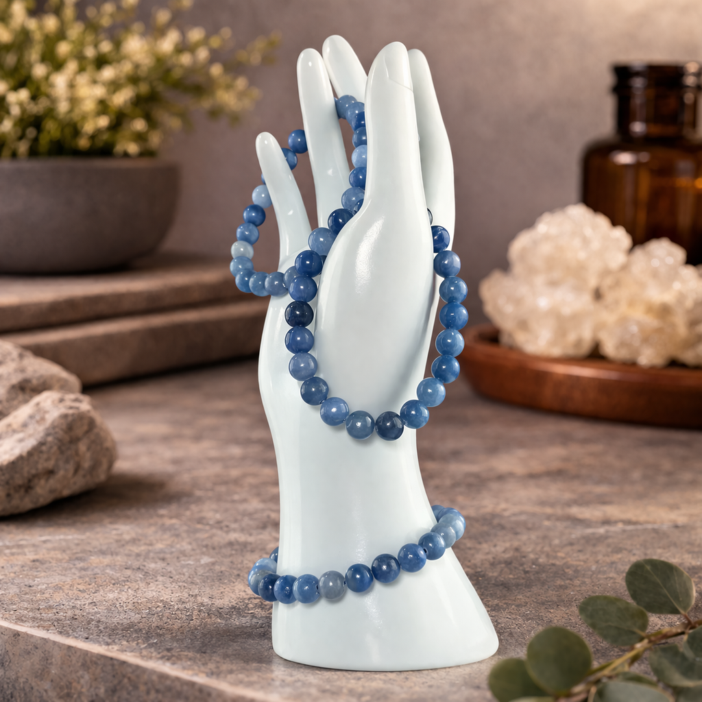 Blue Quartz Crystal Bracelet – 8mm Natural Stone Beads