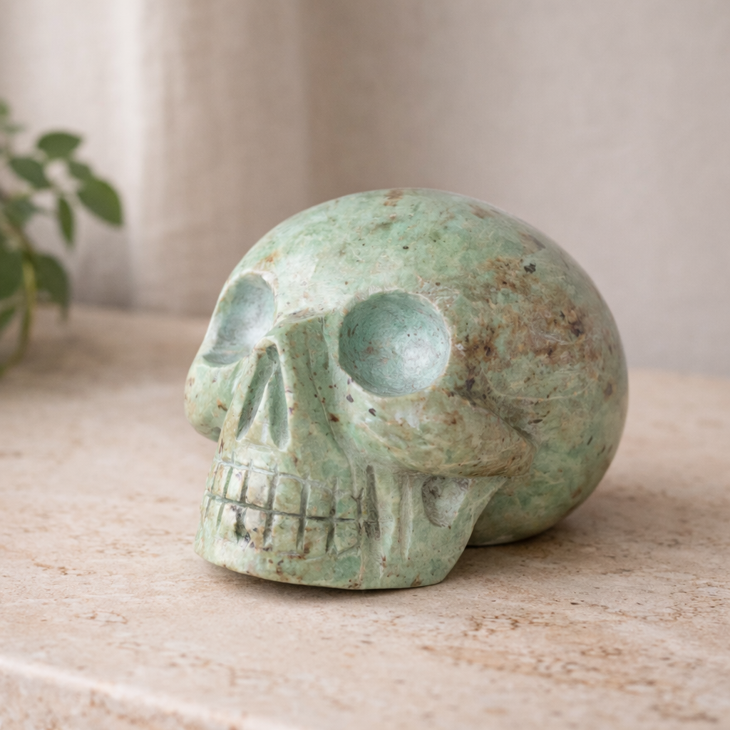 Chrysocolla Skull – 508g Hand Carved Crystal Skull
