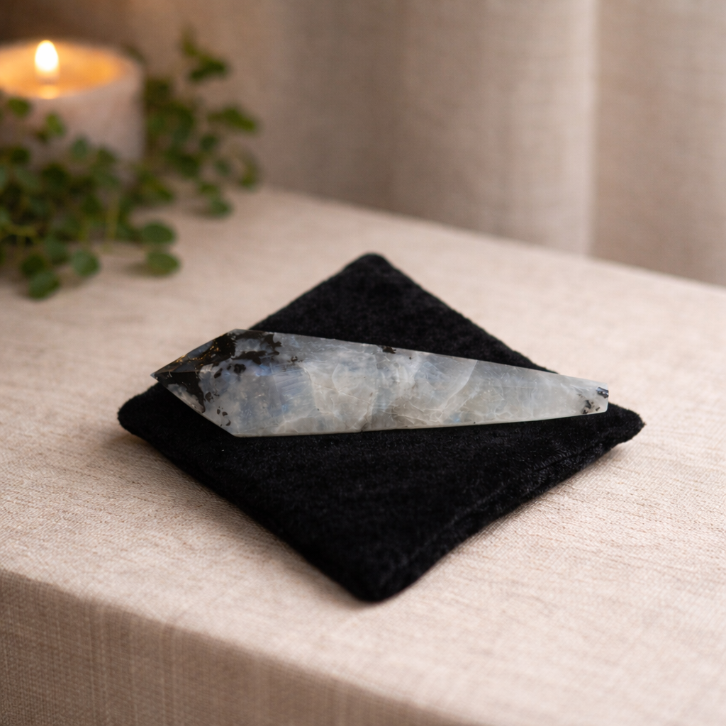 Rainbow Moonstone Scepter – Intuition & Spiritual Growth Crystal Tool