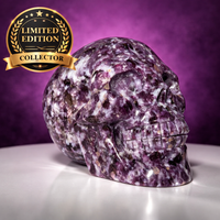 Gem Lepidolite & Smoky Quartz Collector Skull – 1,061g High Gloss
