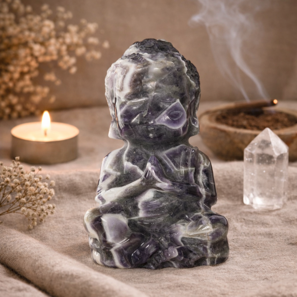 Dream Amethyst Baby Buddha – 1015g Collector Carving