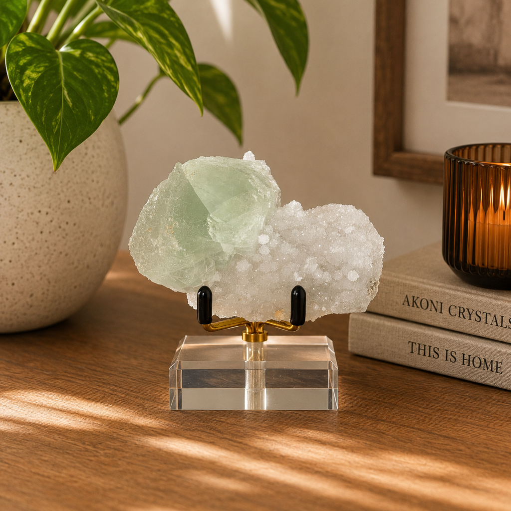 Fluorite Specimen from Manaoshan Mine with Stand | UV Reactive Collector Crystal