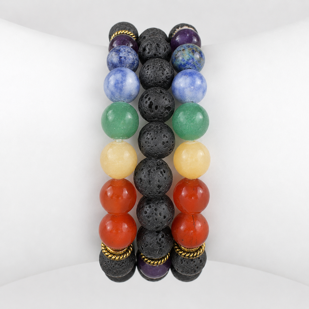 Lava Chakra Bracelet | 8mm Crystal Beaded Bracelet for Balance & Grounding