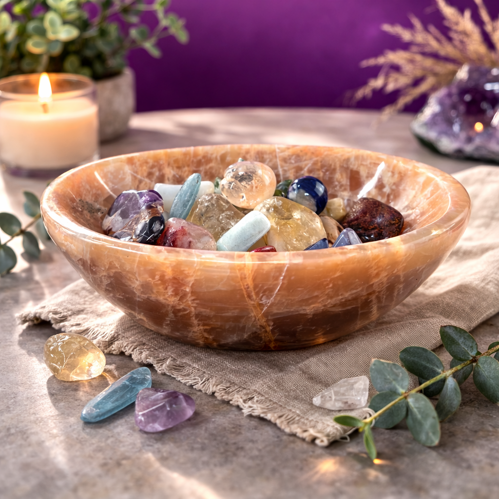 Moonstone Bowl | Crystal Charging & Ritual Offering Dish for Energy Work
