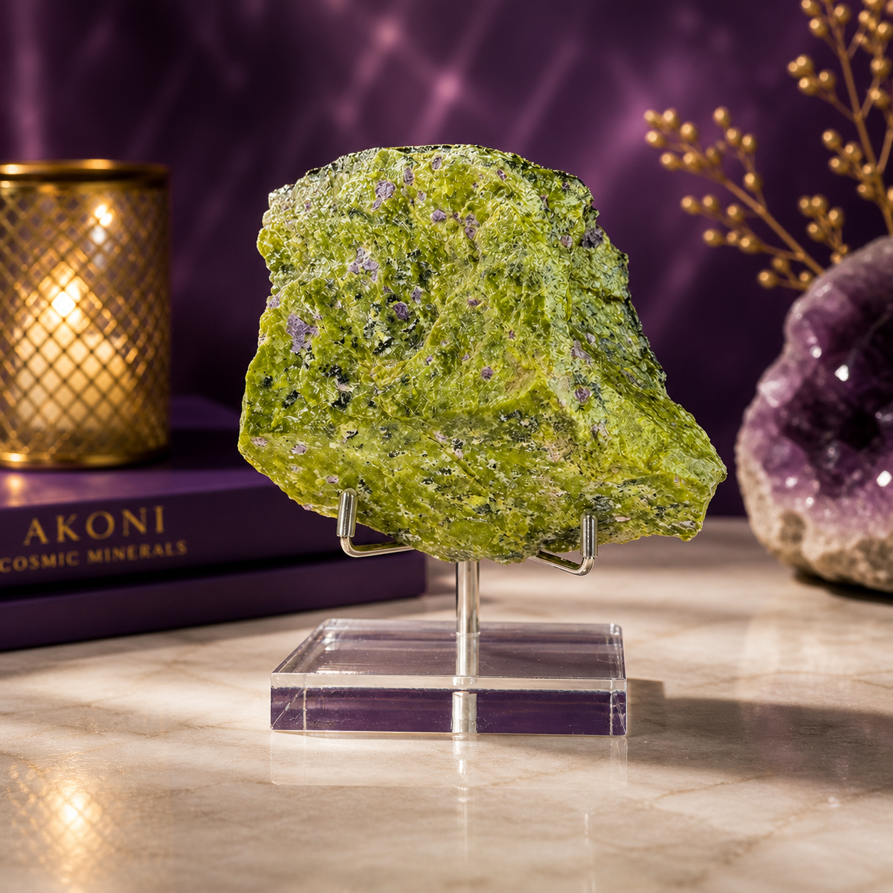 Atlantisite Specimen – 799g | Tasmania Australia Serpentine & Stichtite Crystal with Stand