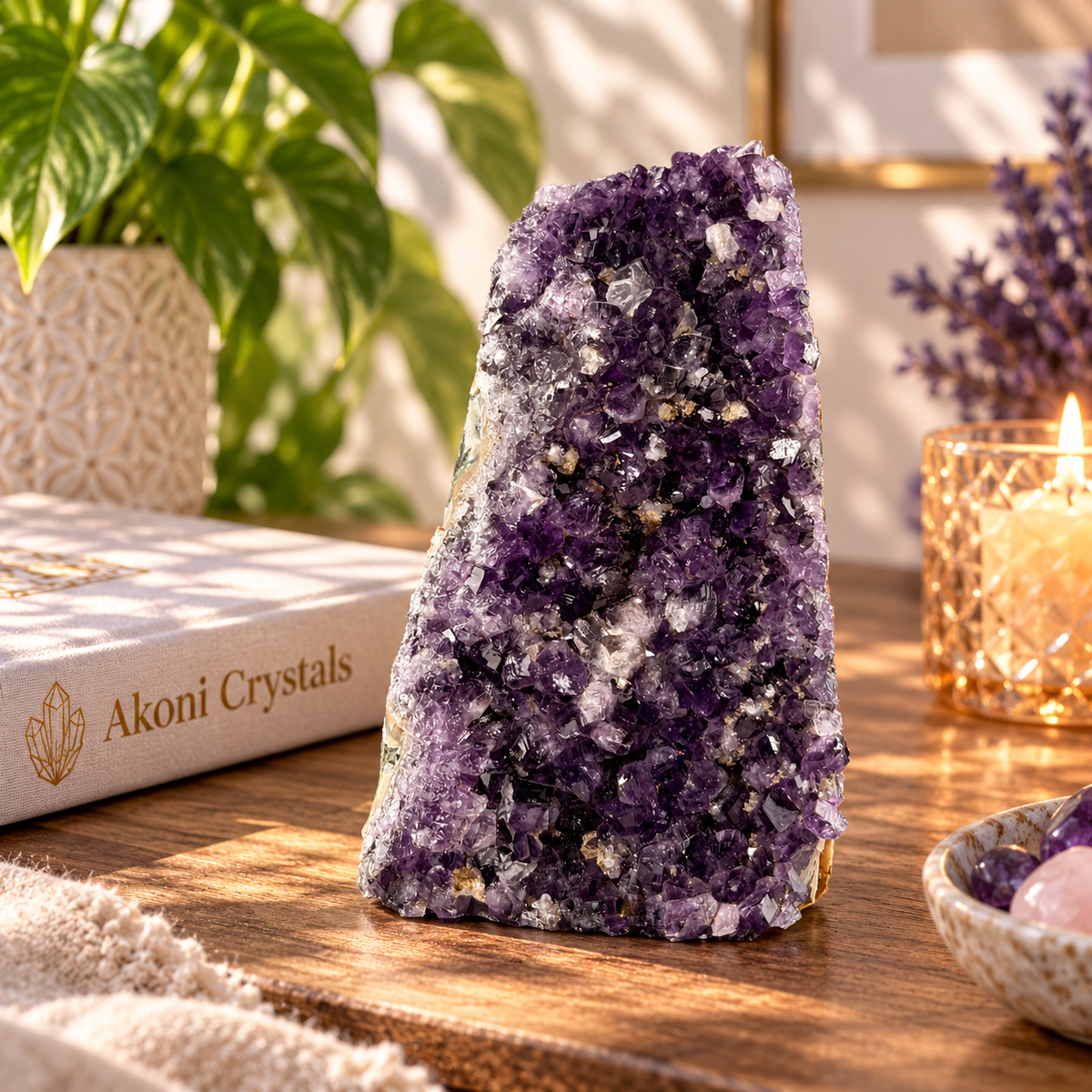 Brazilian Amethyst Standing Cluster – Deep Purple Crystal Display