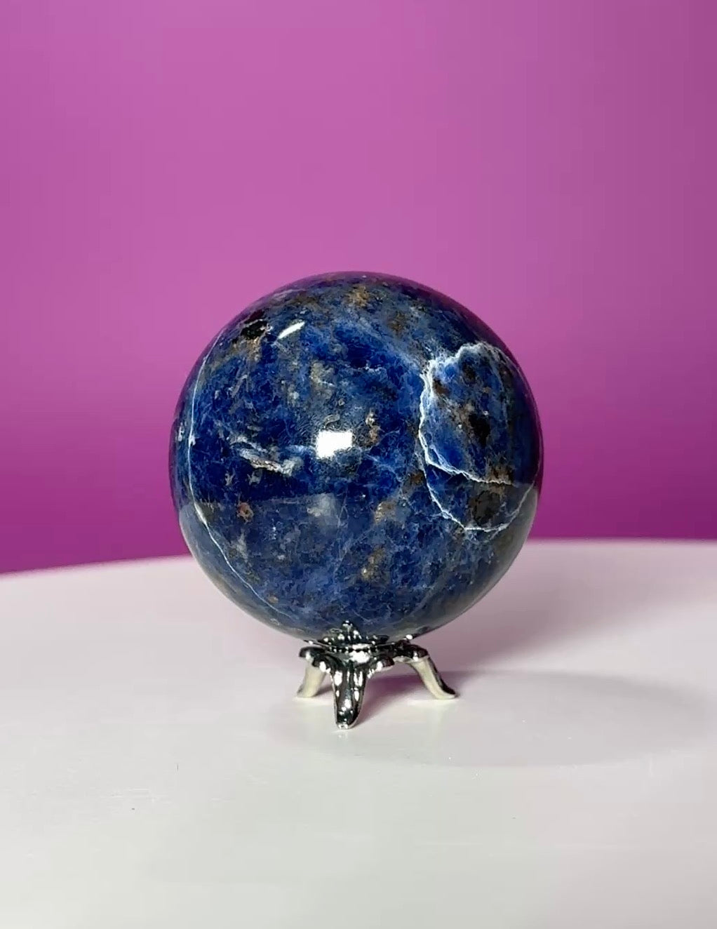 Sodalite Sphere with Stand 175g | Healing Crystal Ball | Throat Chakra Stone | Home Decor Gift