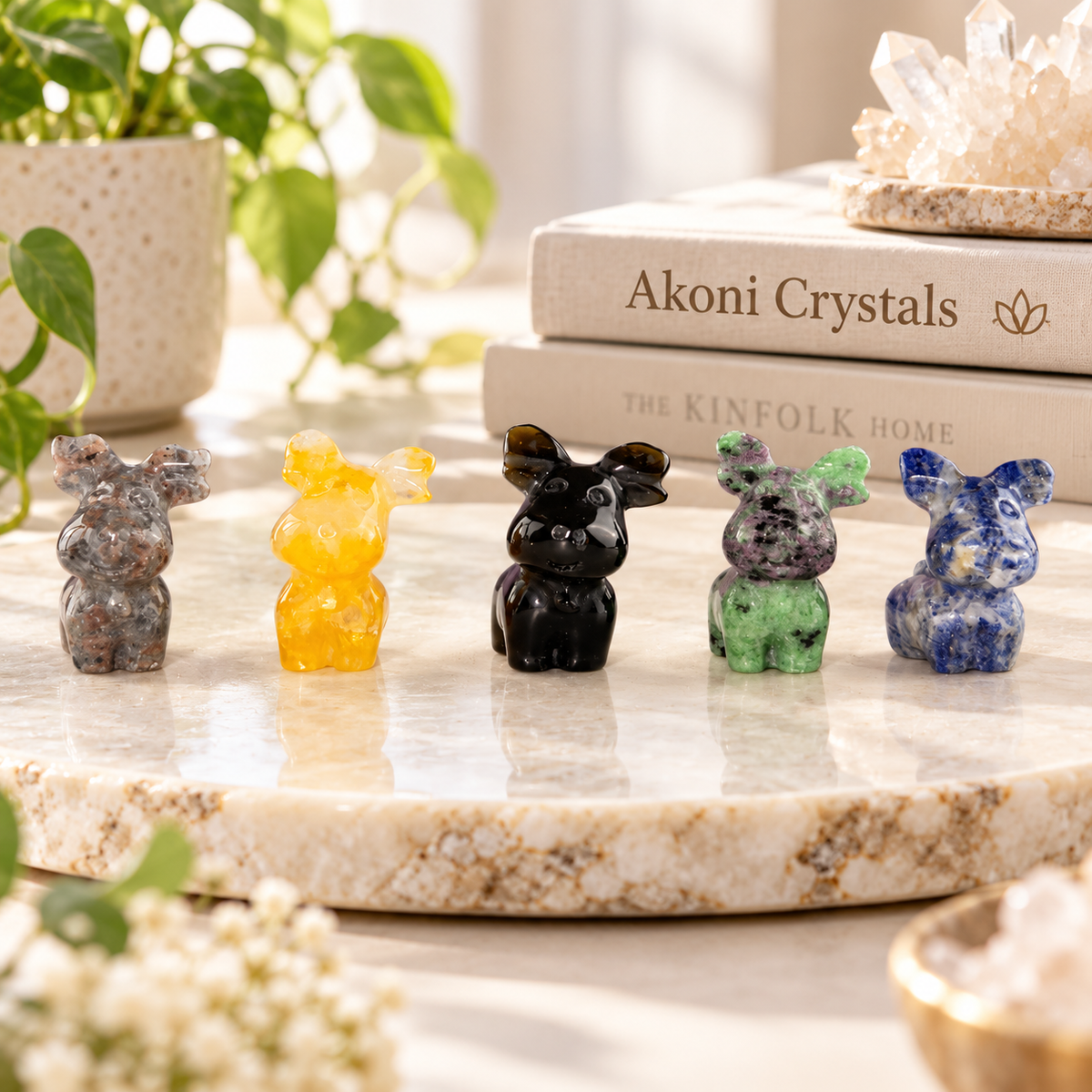Mini Crystal Reindeer Carving – Choice of Stone