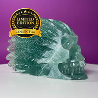 Green Fluorite Collector Skull – 1,743g UV Reactive Statement Carving