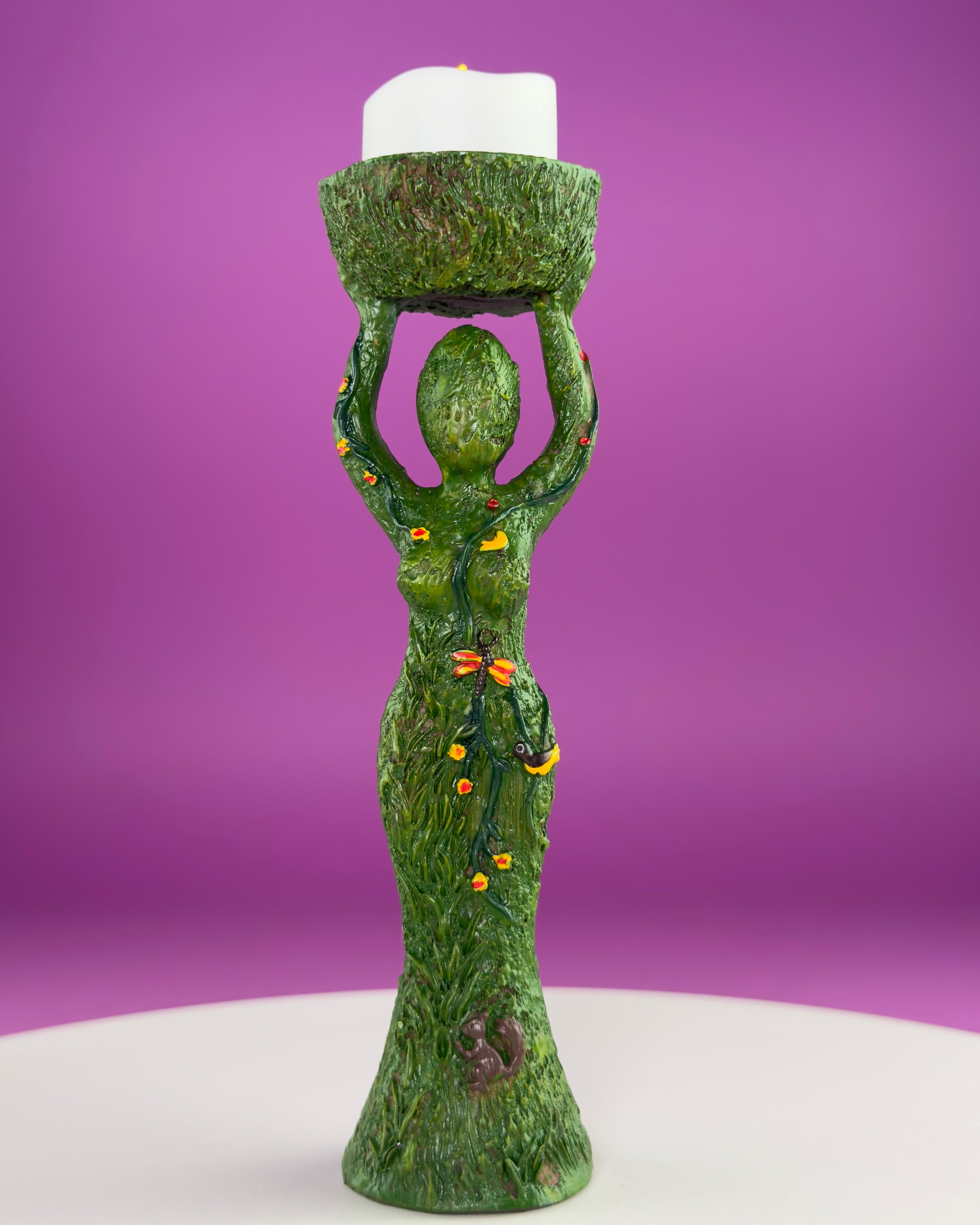 Earth Goddess Sphere Display Stand with LED Timer Tea Light