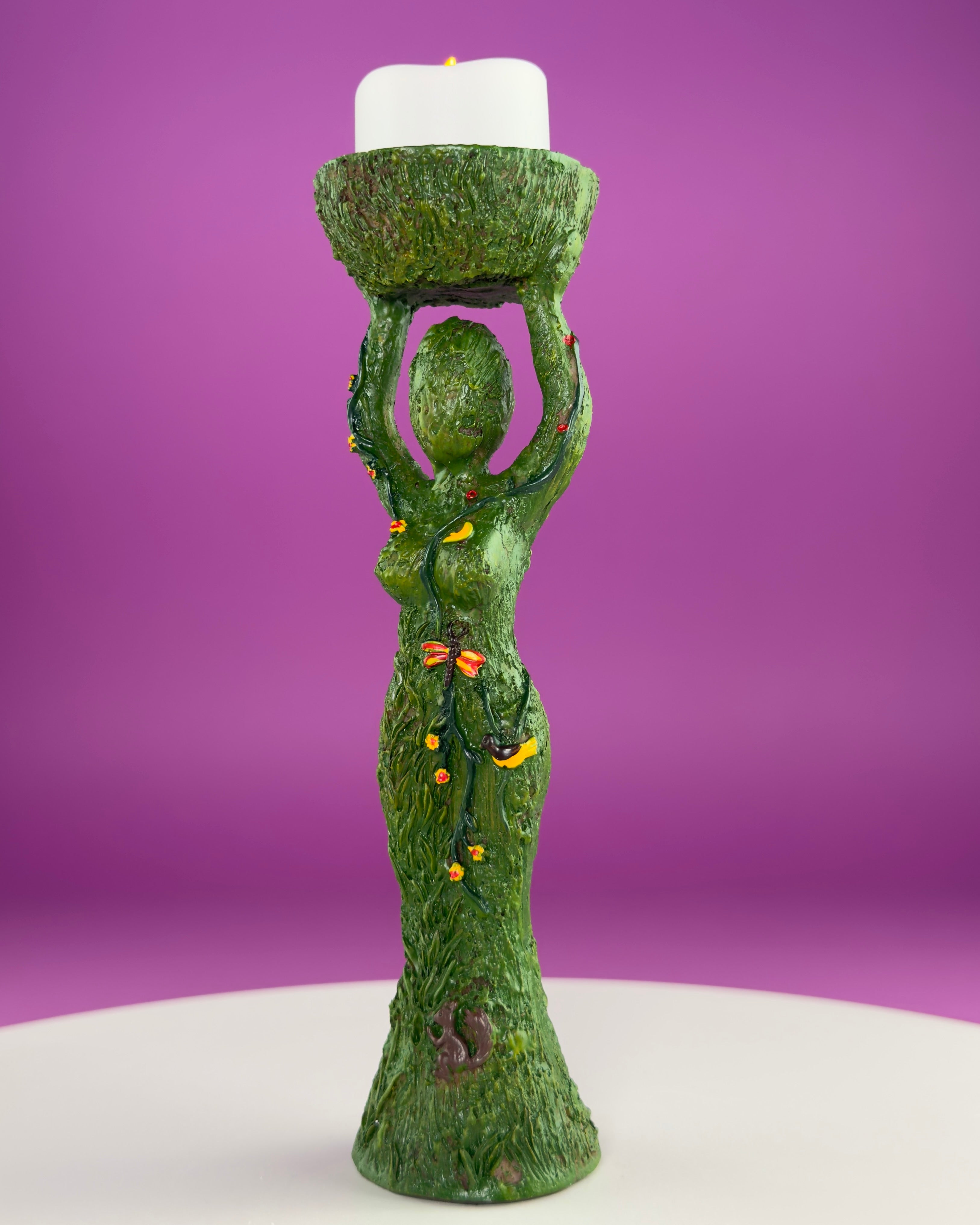 Earth Goddess Sphere Display Stand with LED Timer Tea Light