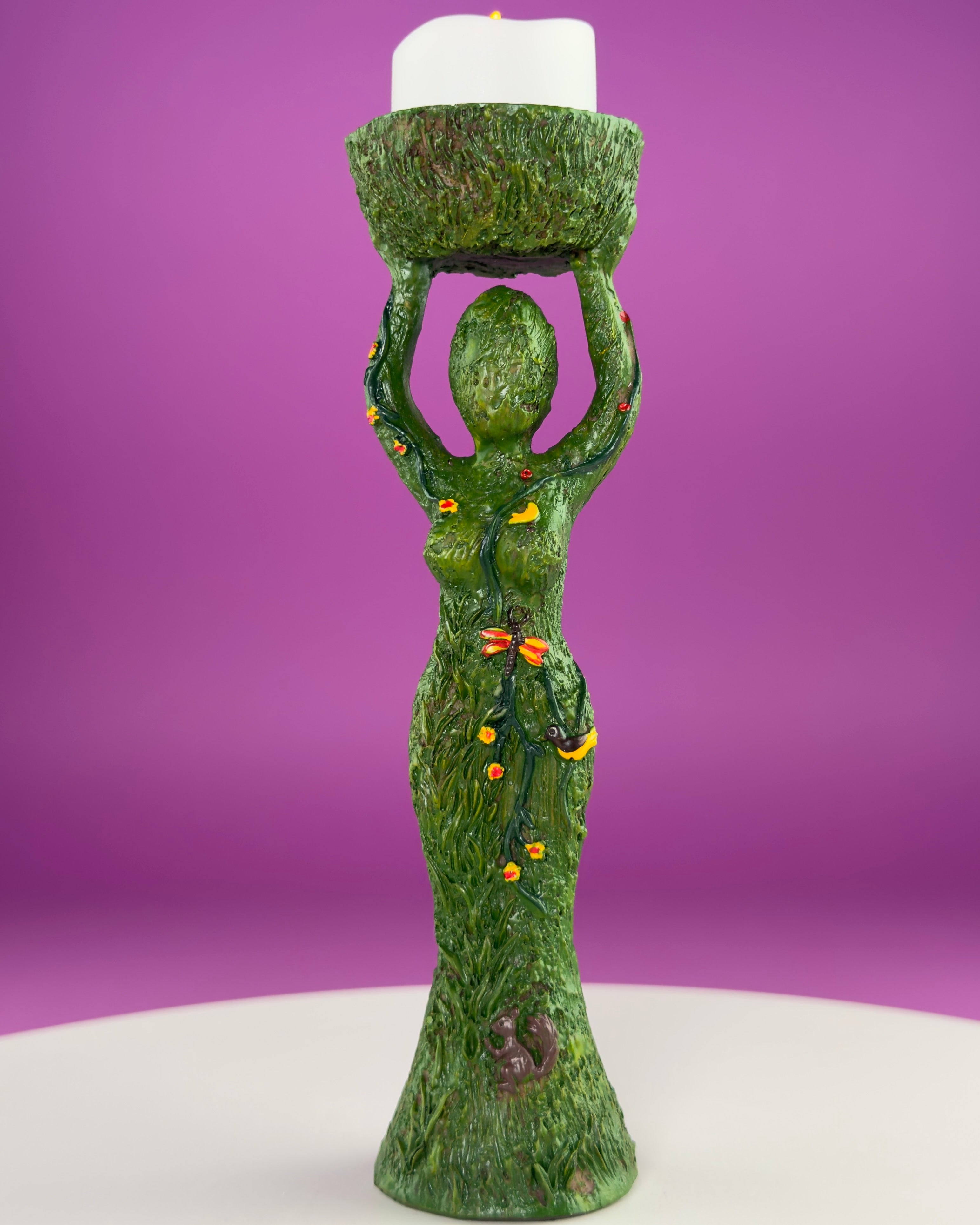 Earth Goddess Sphere Display Stand with LED Timer Tea Light