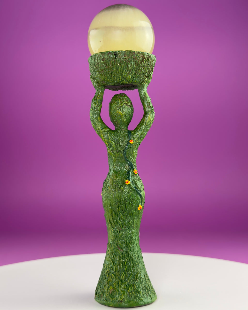 Earth Goddess Sphere Display Stand with LED Timer Tea Light