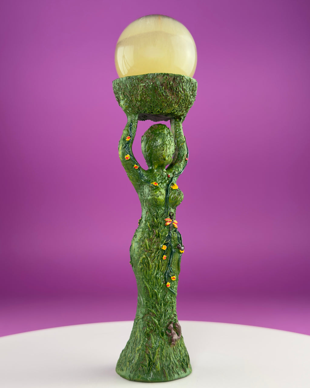 Earth Goddess Sphere Display Stand with LED Timer Tea Light