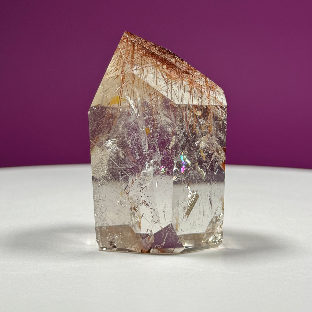 Red Rutile Quartz Point from Brazil with Natural Inclusions
