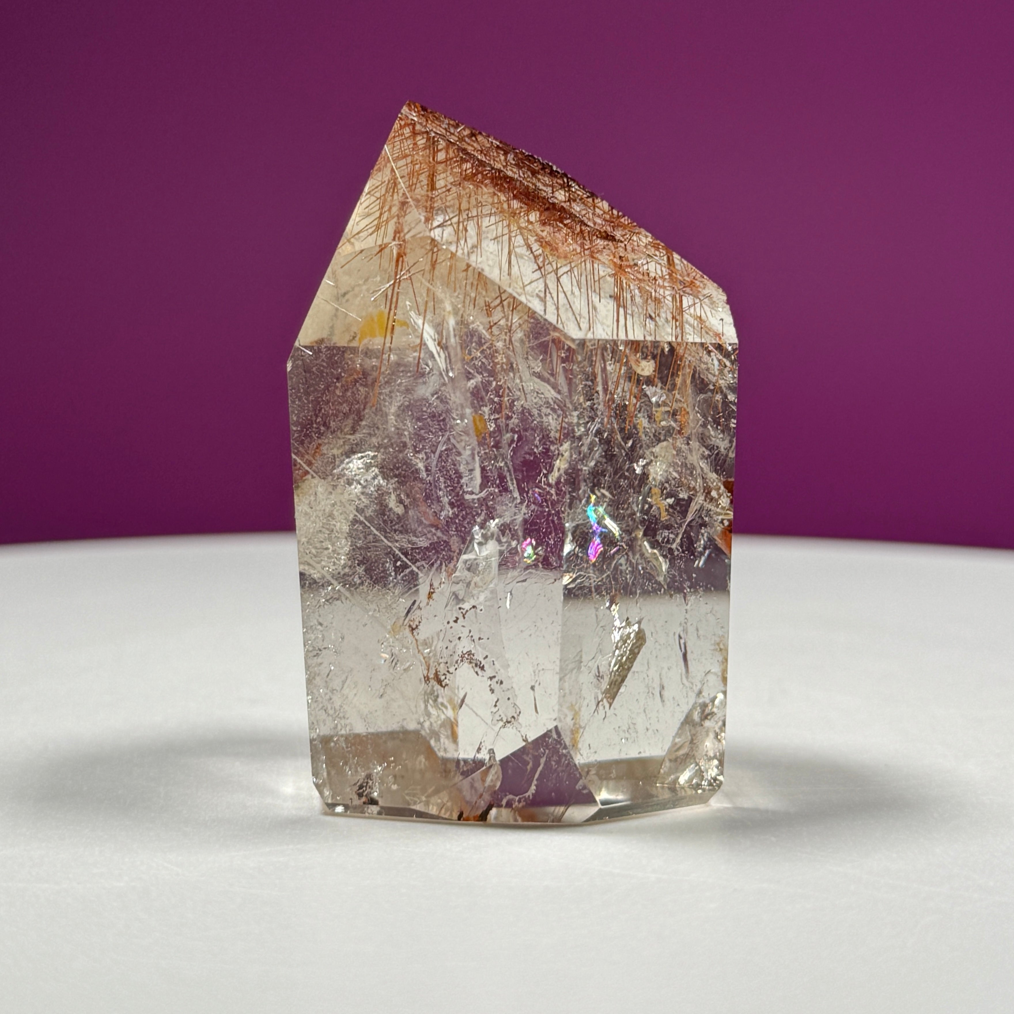 Red Rutile Quartz Point from Brazil with Natural Inclusions