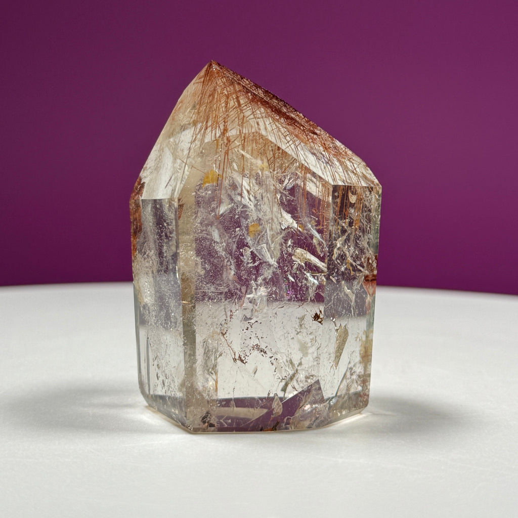 Red Rutile Quartz Point from Brazil with Natural Inclusions