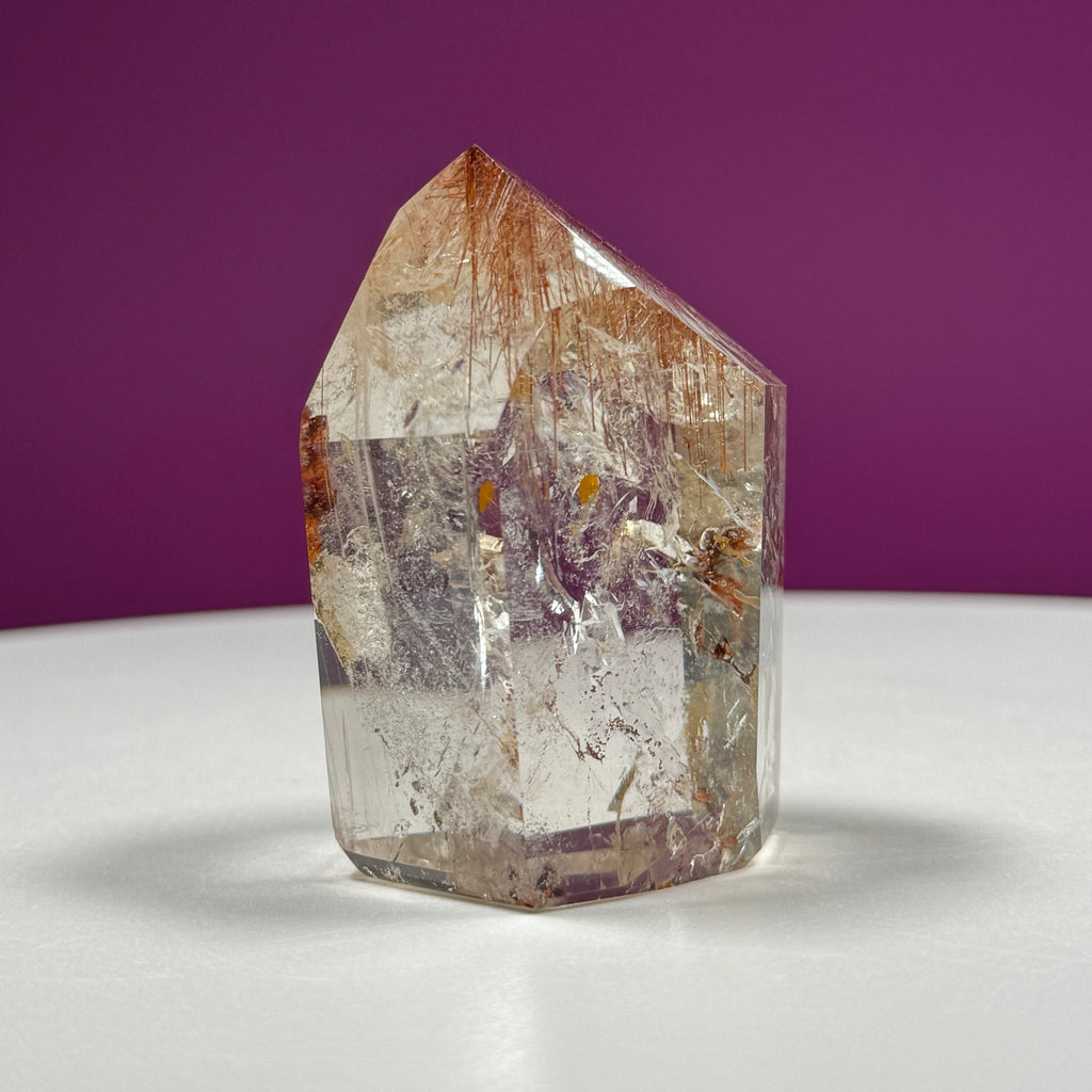 Red Rutile Quartz Point from Brazil with Natural Inclusions