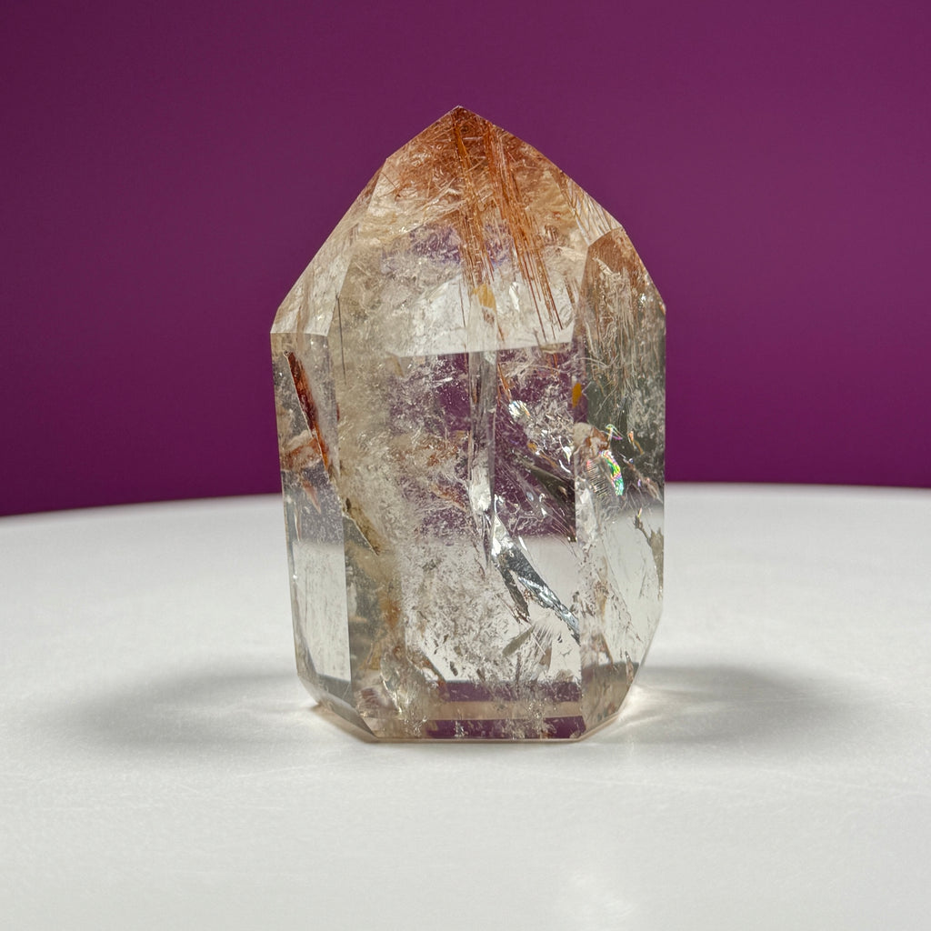 Red Rutile Quartz Point from Brazil with Natural Inclusions