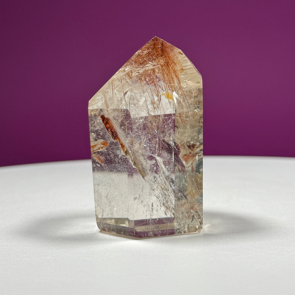 Red Rutile Quartz Point from Brazil with Natural Inclusions