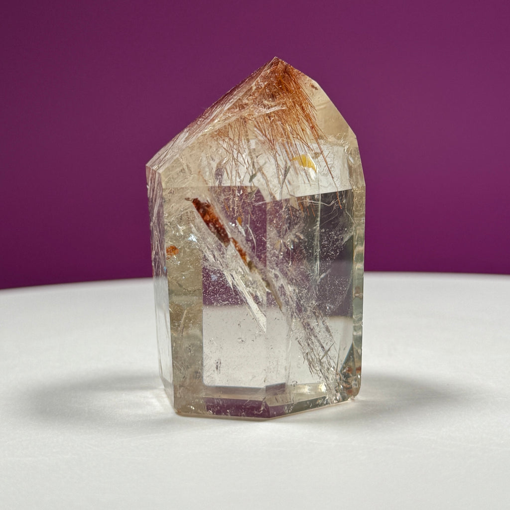 Red Rutile Quartz Point from Brazil with Natural Inclusions