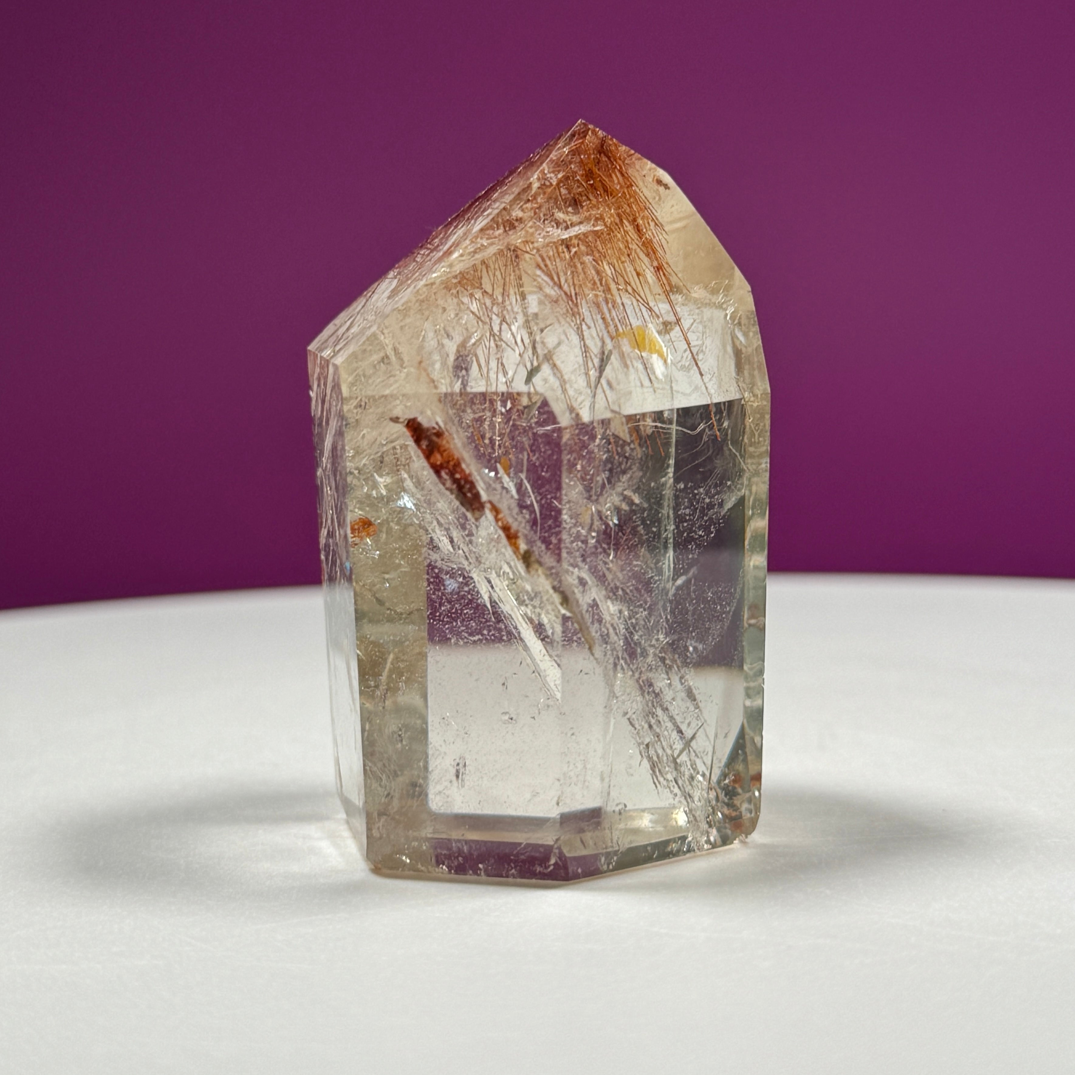 Red Rutile Quartz Point from Brazil with Natural Inclusions