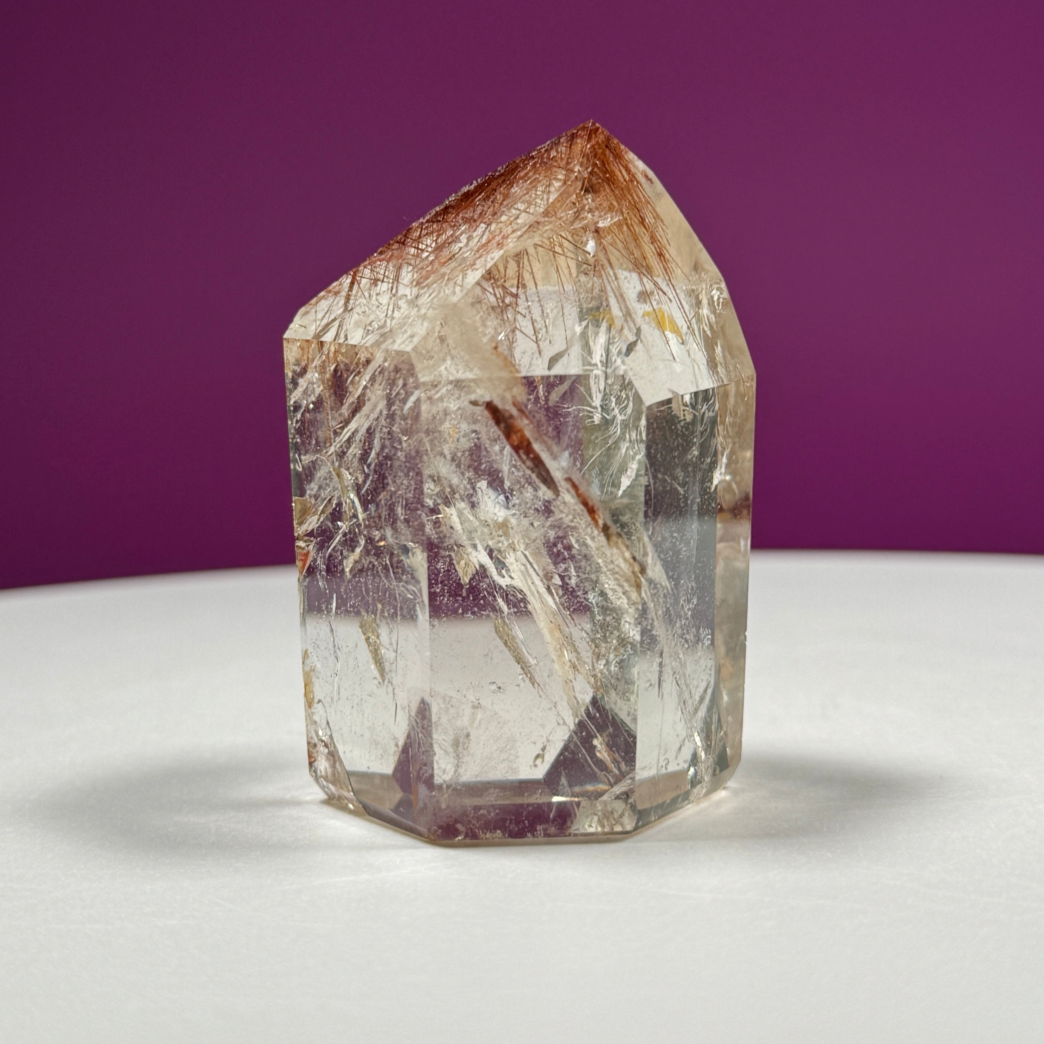 Red Rutile Quartz Point from Brazil with Natural Inclusions