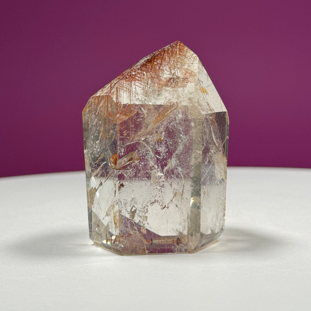 Red Rutile Quartz Point from Brazil with Natural Inclusions