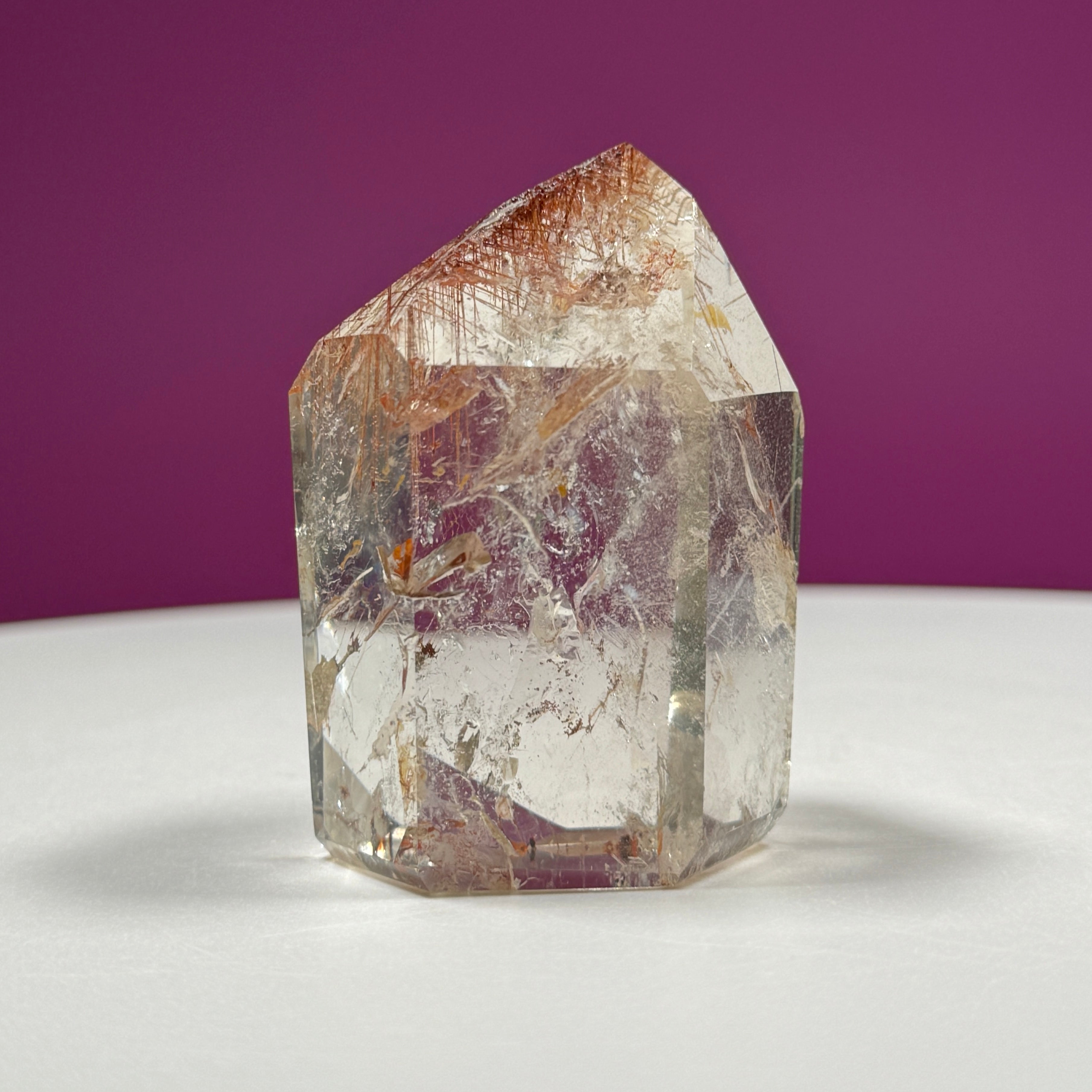 Red Rutile Quartz Point from Brazil with Natural Inclusions