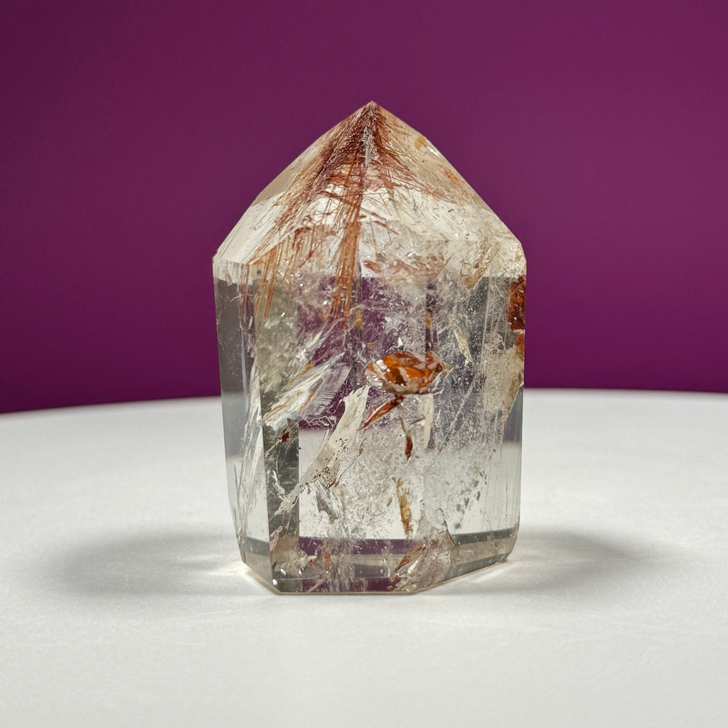 Red Rutile Quartz Point from Brazil with Natural Inclusions