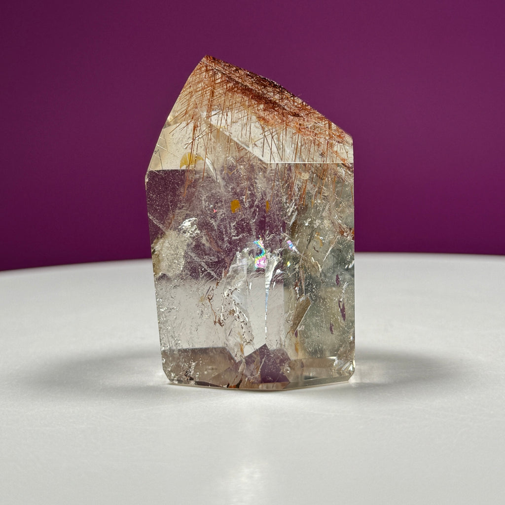 Red Rutile Quartz Point from Brazil with Natural Inclusions