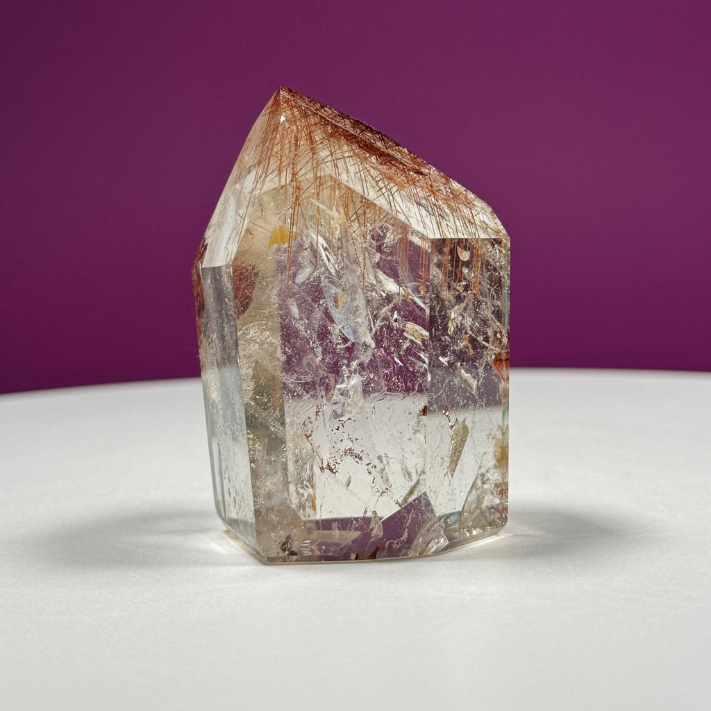 Red Rutile Quartz Point from Brazil with Natural Inclusions