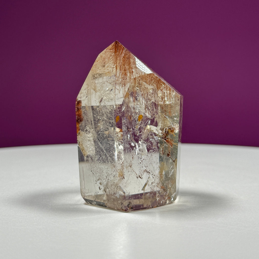 Red Rutile Quartz Point from Brazil with Natural Inclusions