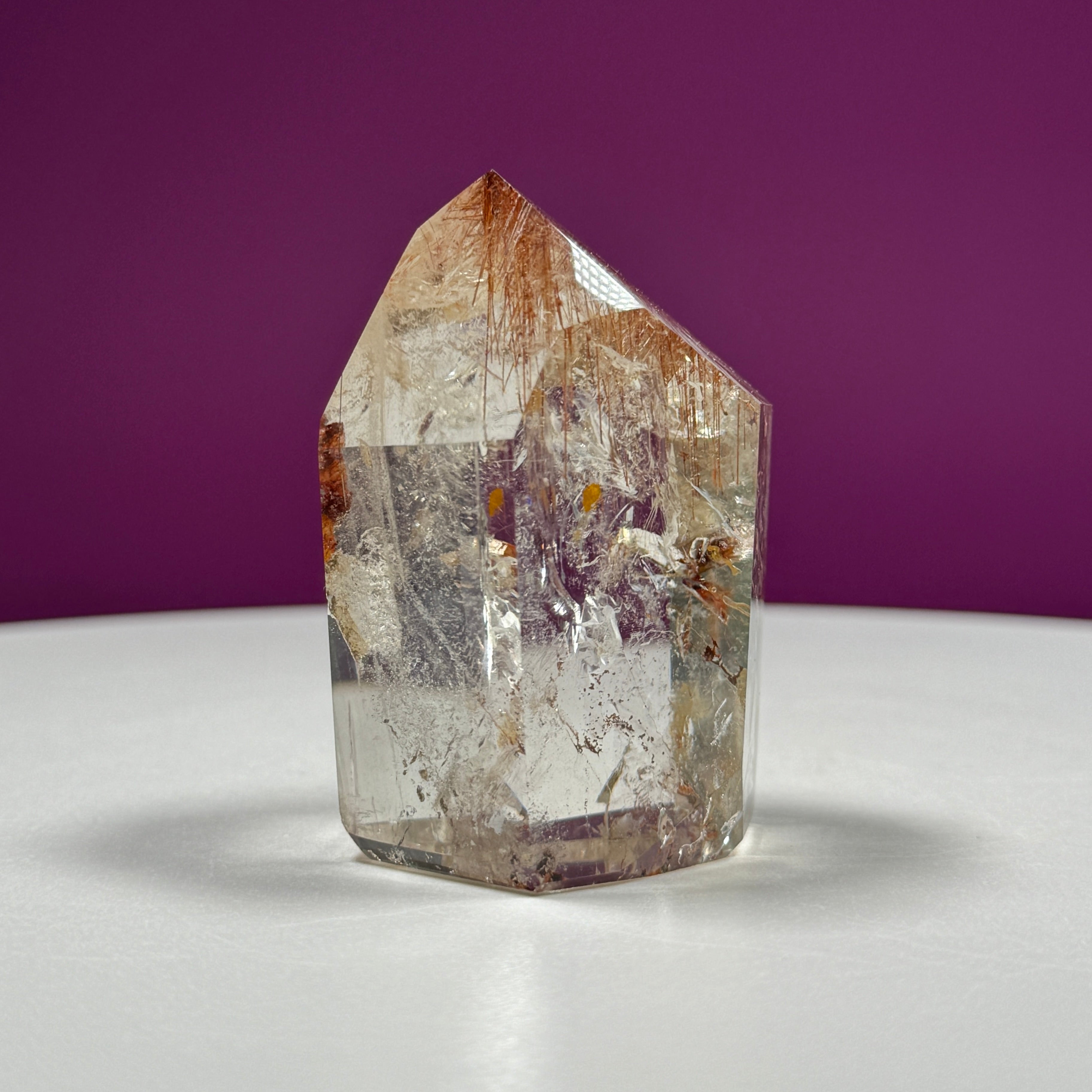 Red Rutile Quartz Point from Brazil with Natural Inclusions