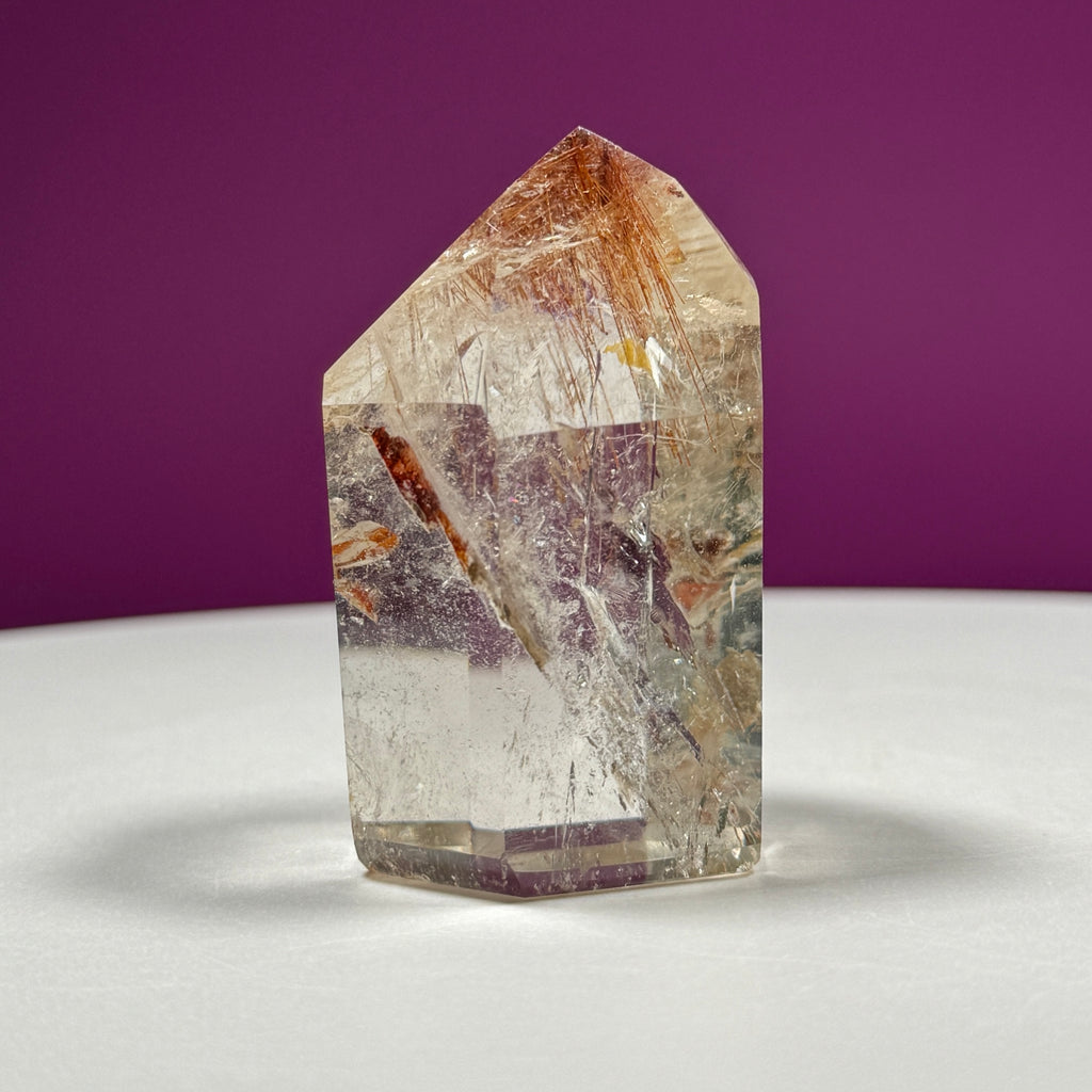 Red Rutile Quartz Point from Brazil with Natural Inclusions
