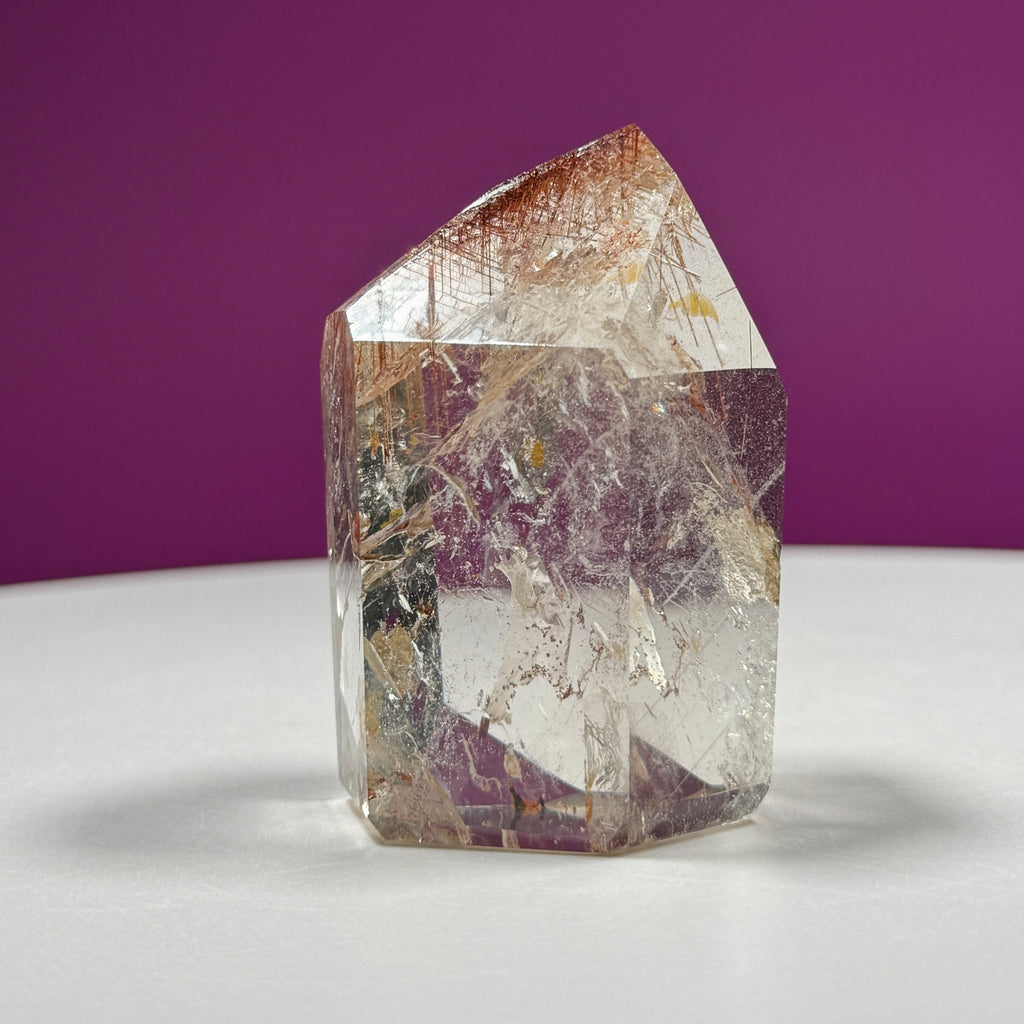 Red Rutile Quartz Point from Brazil with Natural Inclusions