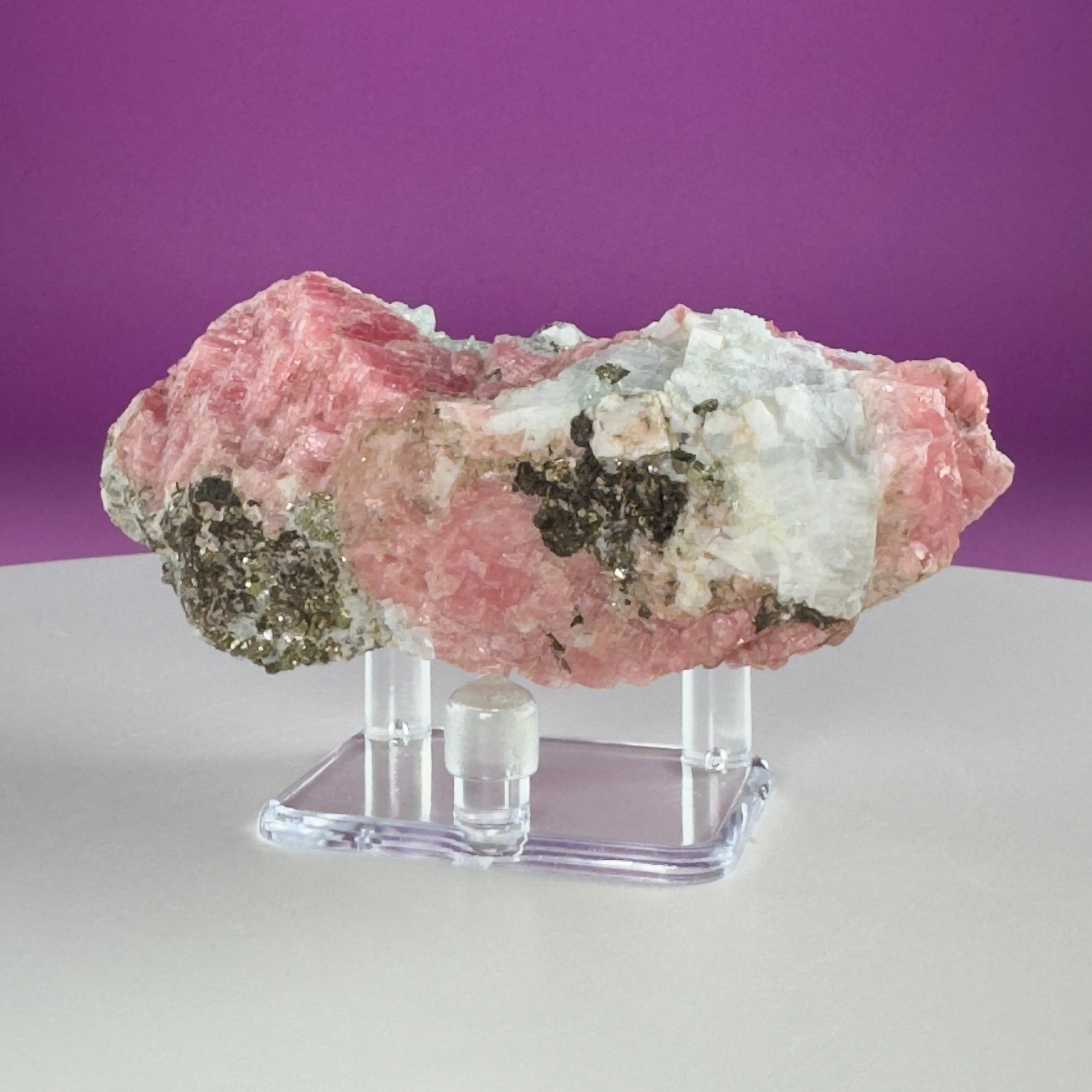 Rhodochrosite with Pyrite Specimen – Wutong Mine, China