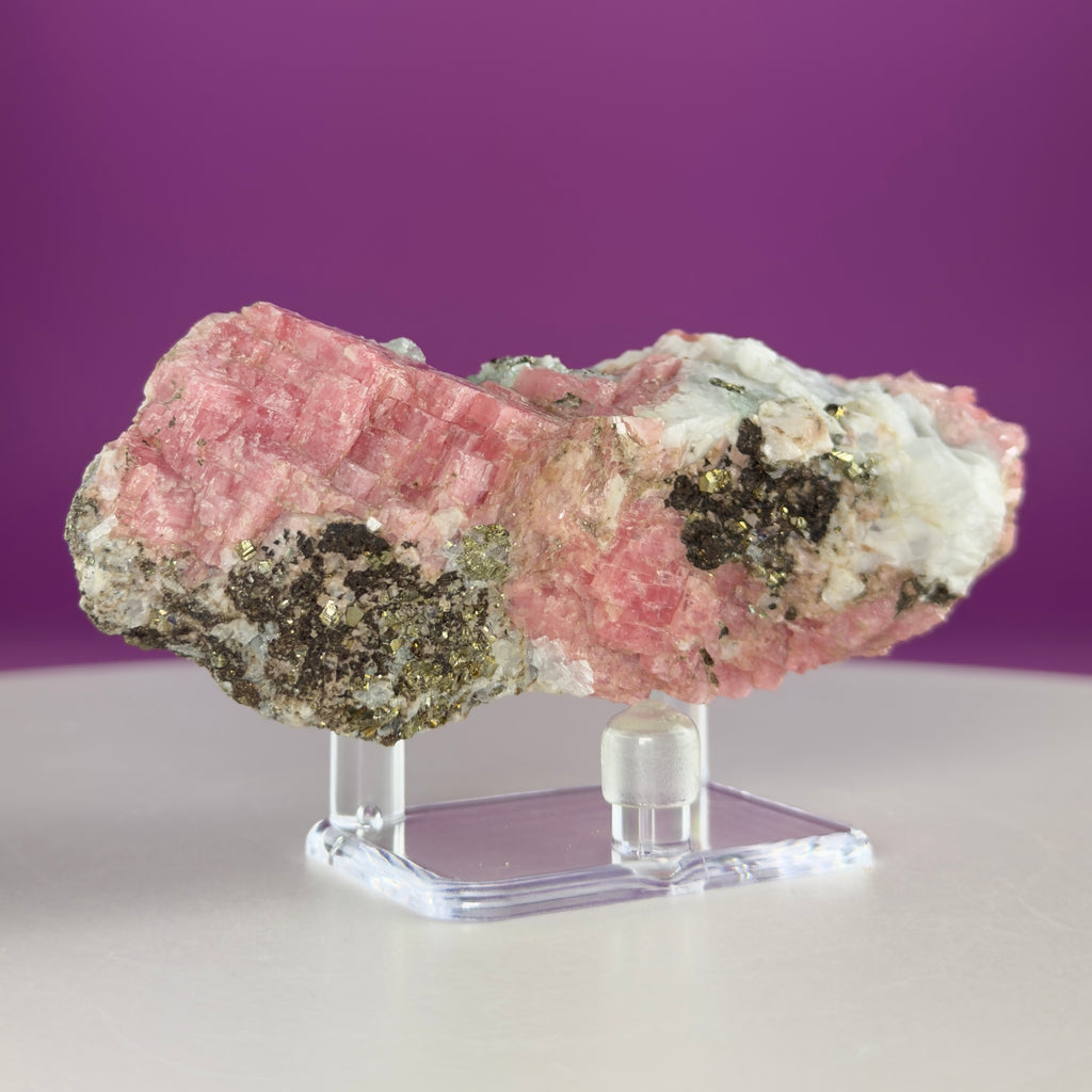 Rhodochrosite with Pyrite Specimen – Wutong Mine, China