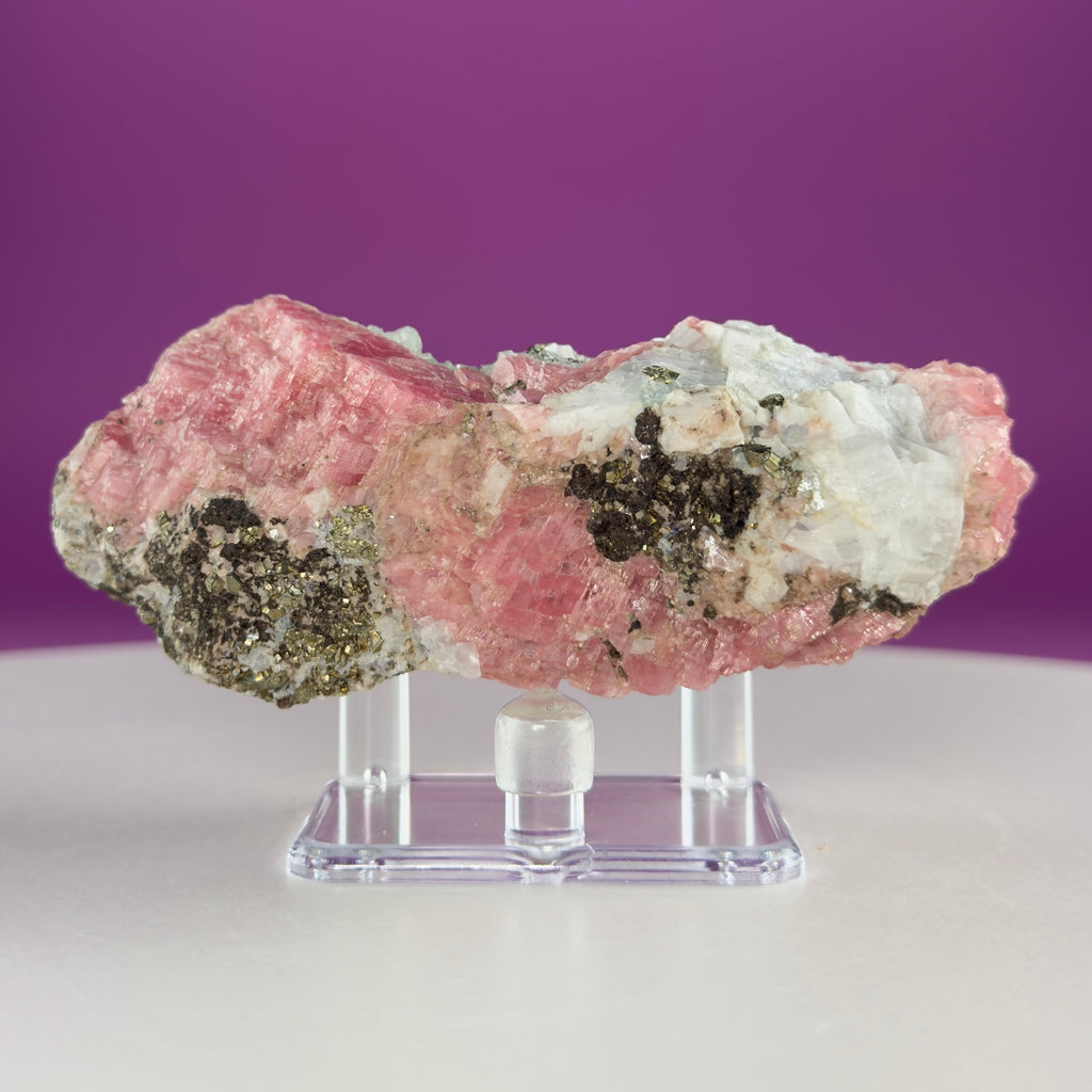 Rhodochrosite with Pyrite Specimen – Wutong Mine, China