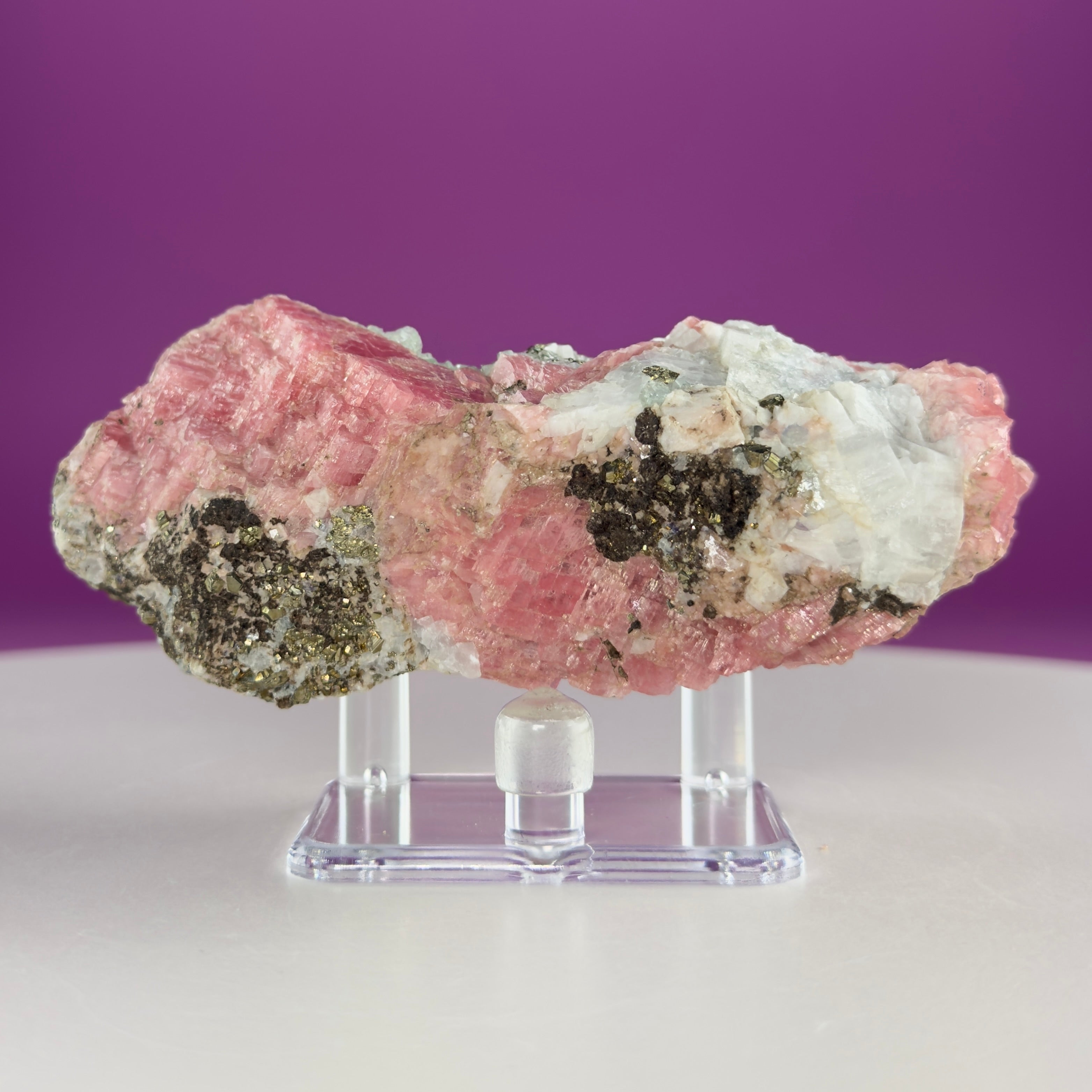 Rhodochrosite with Pyrite Specimen – Wutong Mine, China