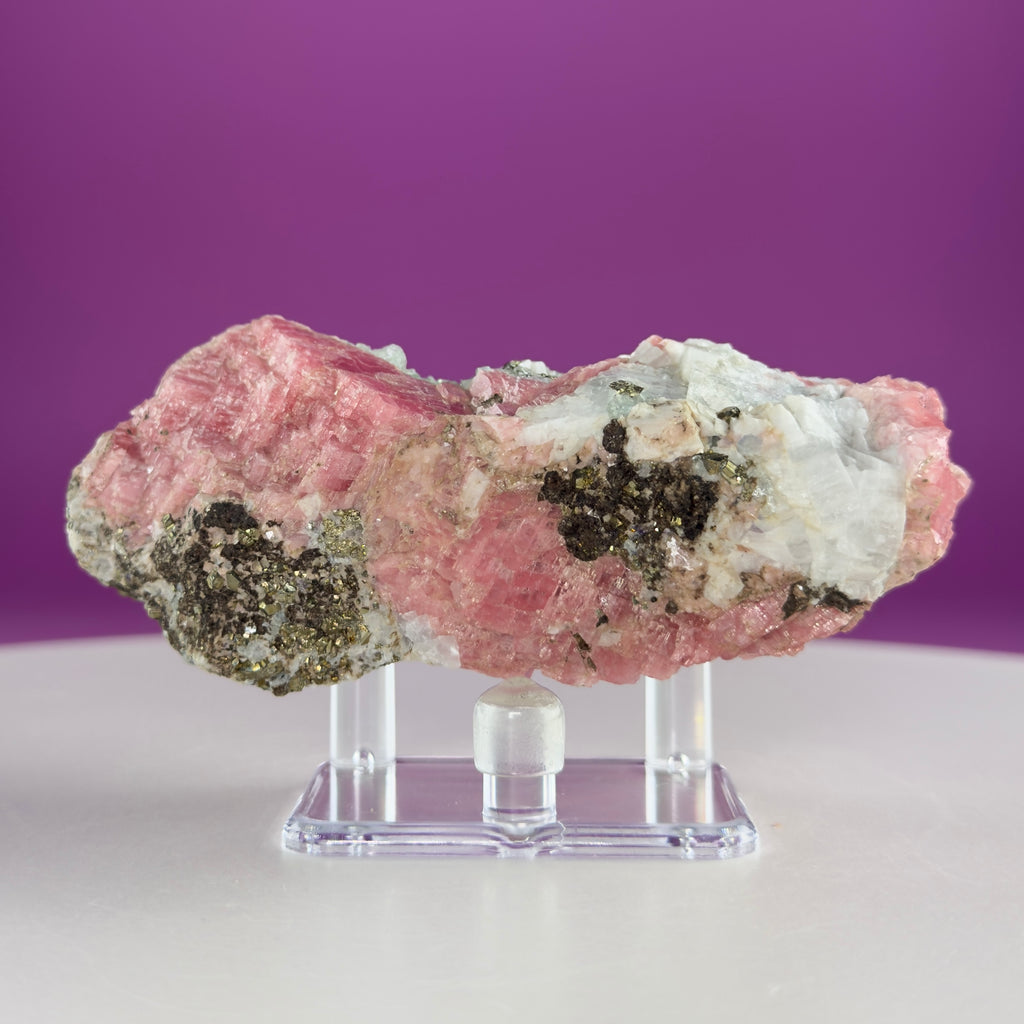 Rhodochrosite with Pyrite Specimen – Wutong Mine, China