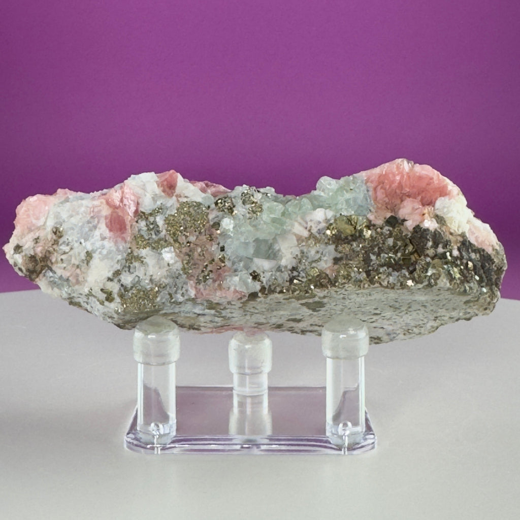Rhodochrosite with Pyrite Specimen – Wutong Mine, China