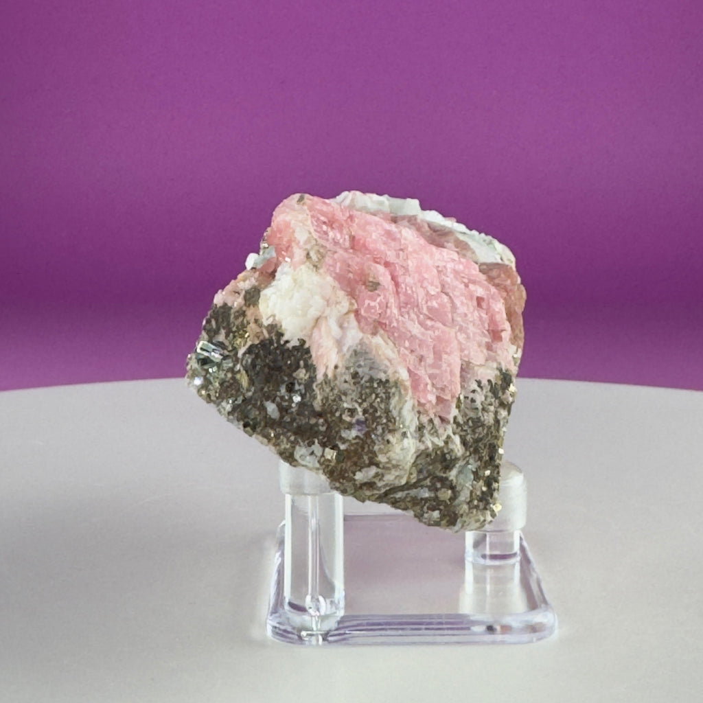 Rhodochrosite with Pyrite Specimen – Wutong Mine, China