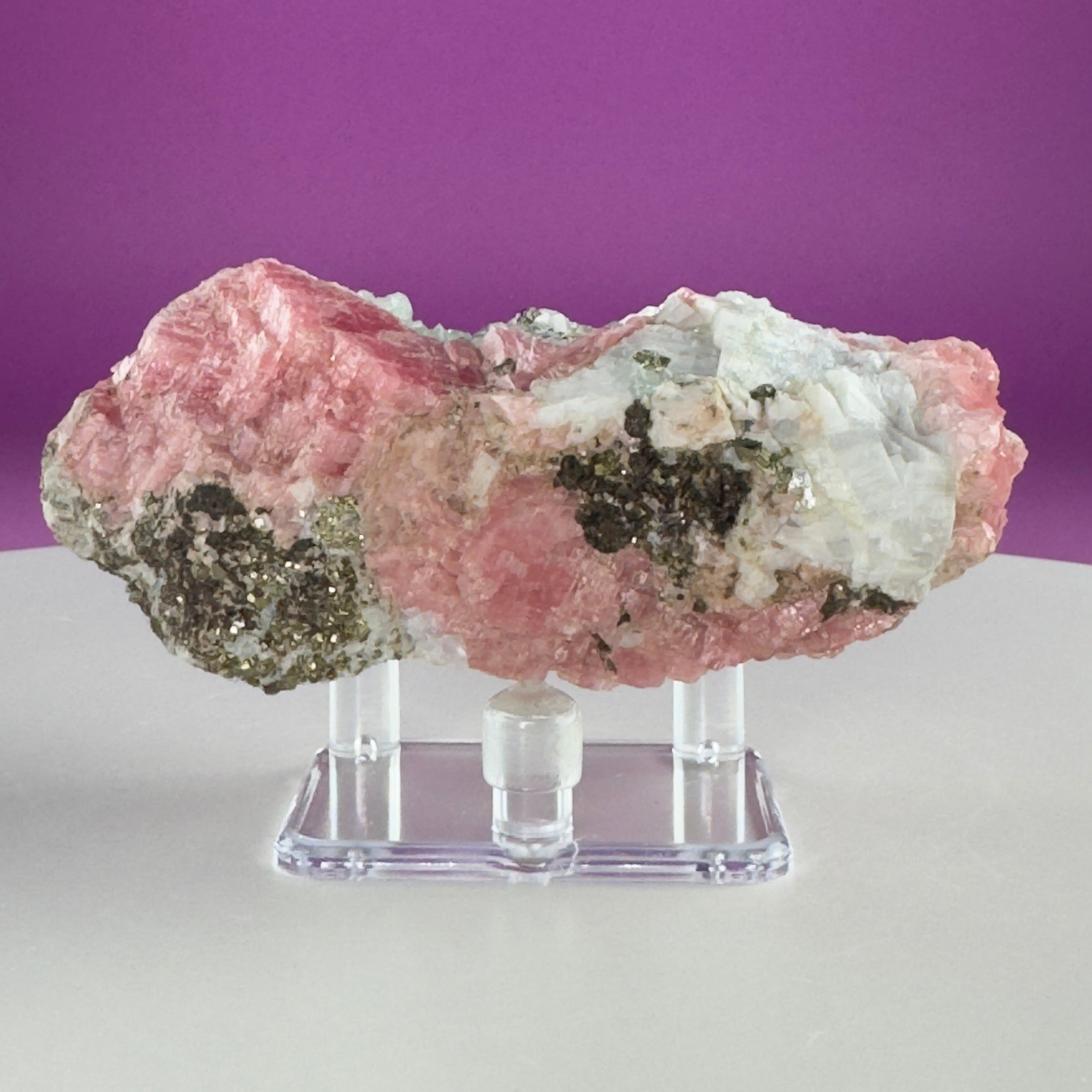 Rhodochrosite with Pyrite Specimen – Wutong Mine, China