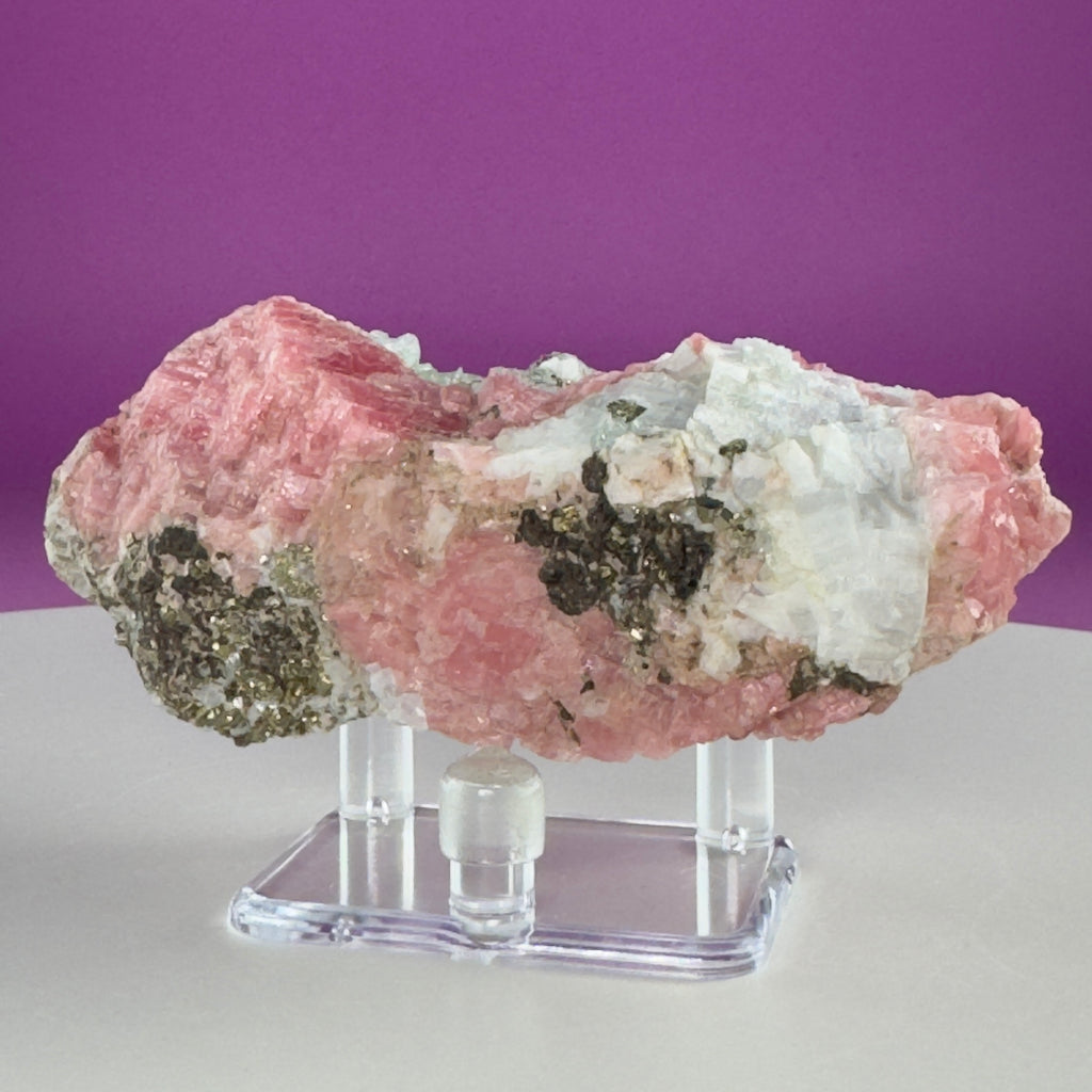 Rhodochrosite with Pyrite Specimen – Wutong Mine, China