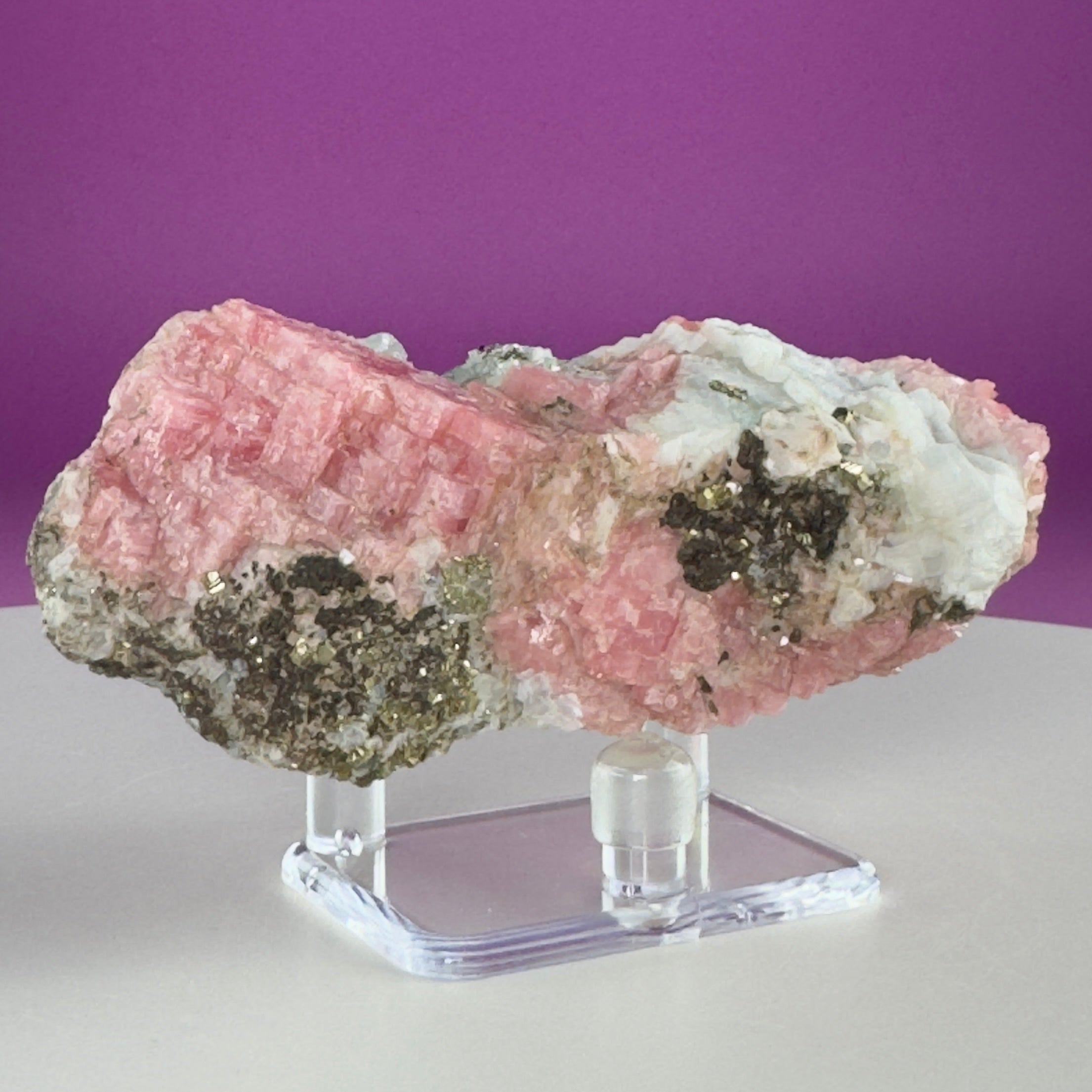 Rhodochrosite with Pyrite Specimen – Wutong Mine, China