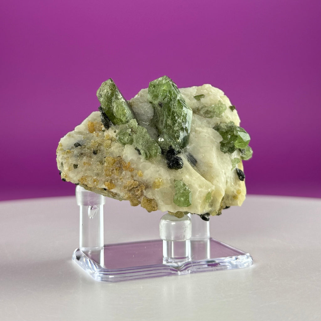 Green Diopside Crystal Specimen with Acrylic Display Stand