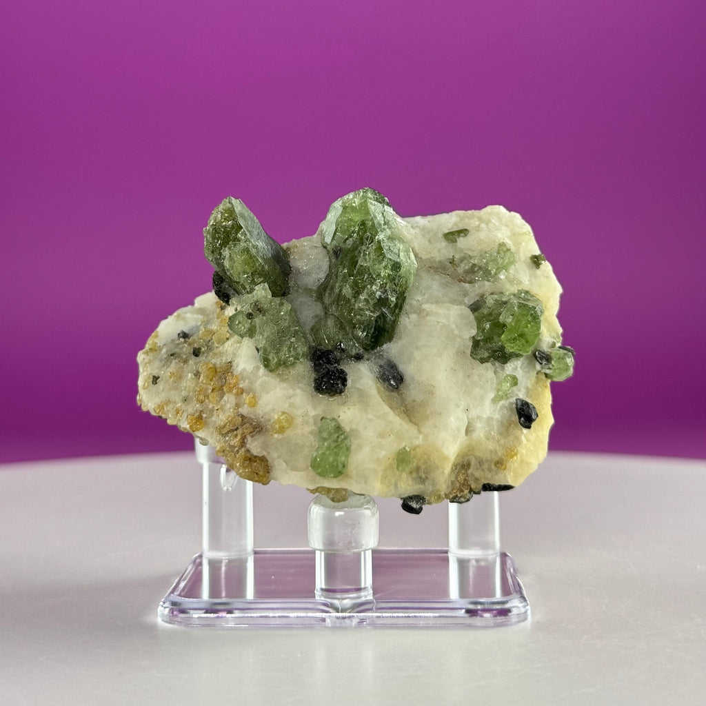Green Diopside Crystal Specimen with Acrylic Display Stand