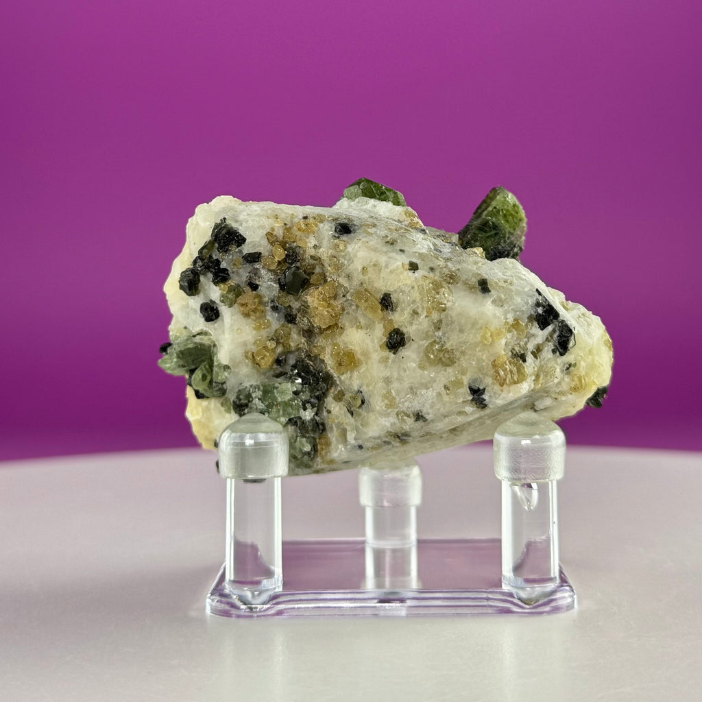 Green Diopside Crystal Specimen with Acrylic Display Stand