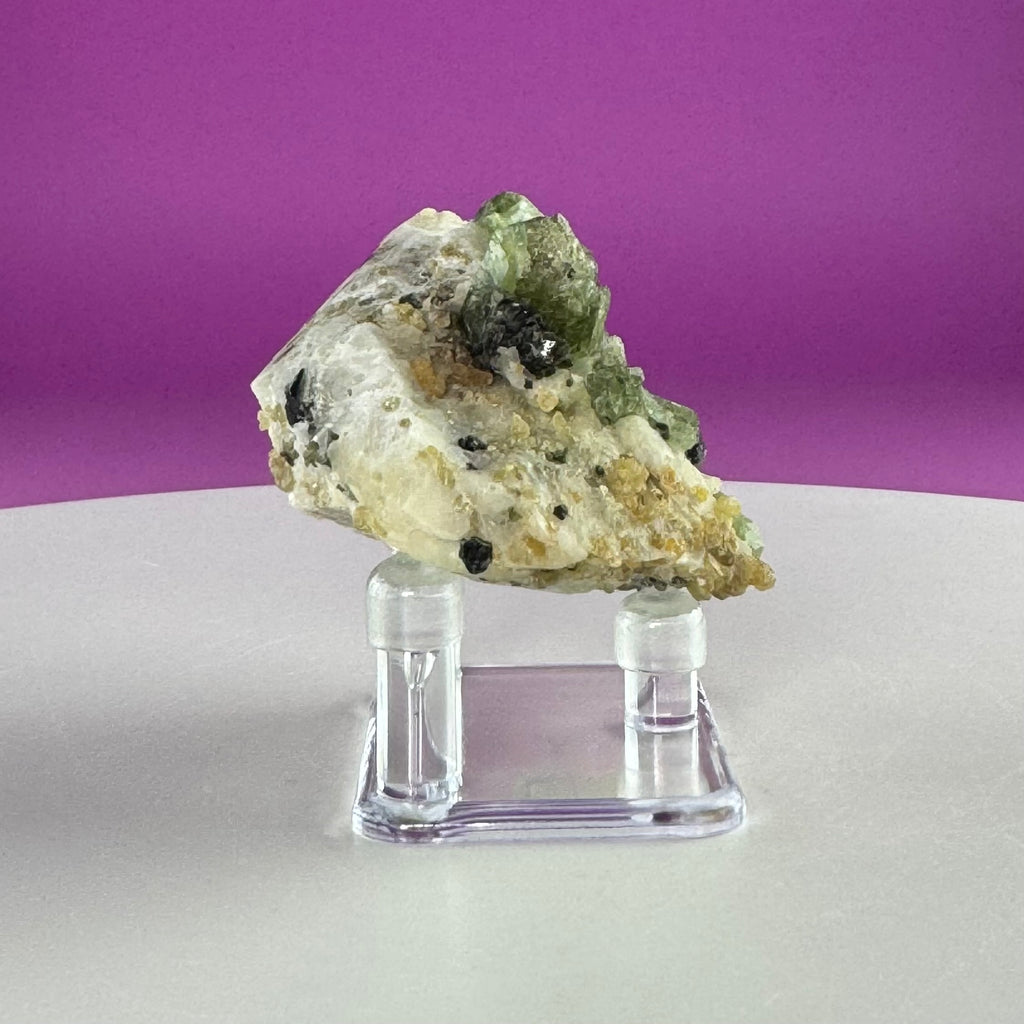 Green Diopside Crystal Specimen with Acrylic Display Stand